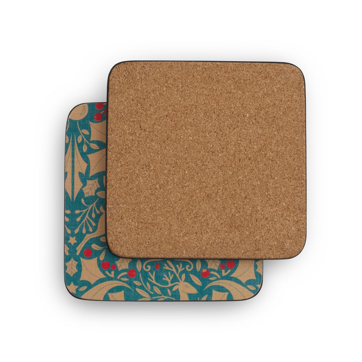 Traditional Christmas Green Coasters Set of 6 image number null